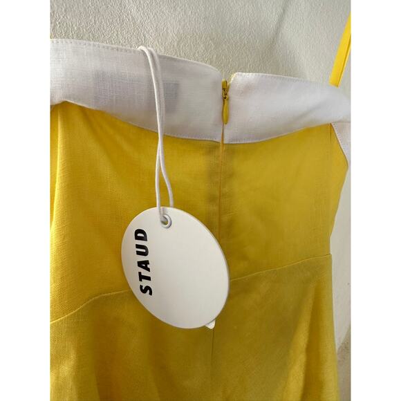 STAUD Sirani Strapless Linen Dress Sunrise 4 - Picture 6 of 6